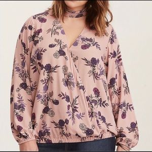 Torrid | Long Sleeve Surplice Floral Wrap Top
